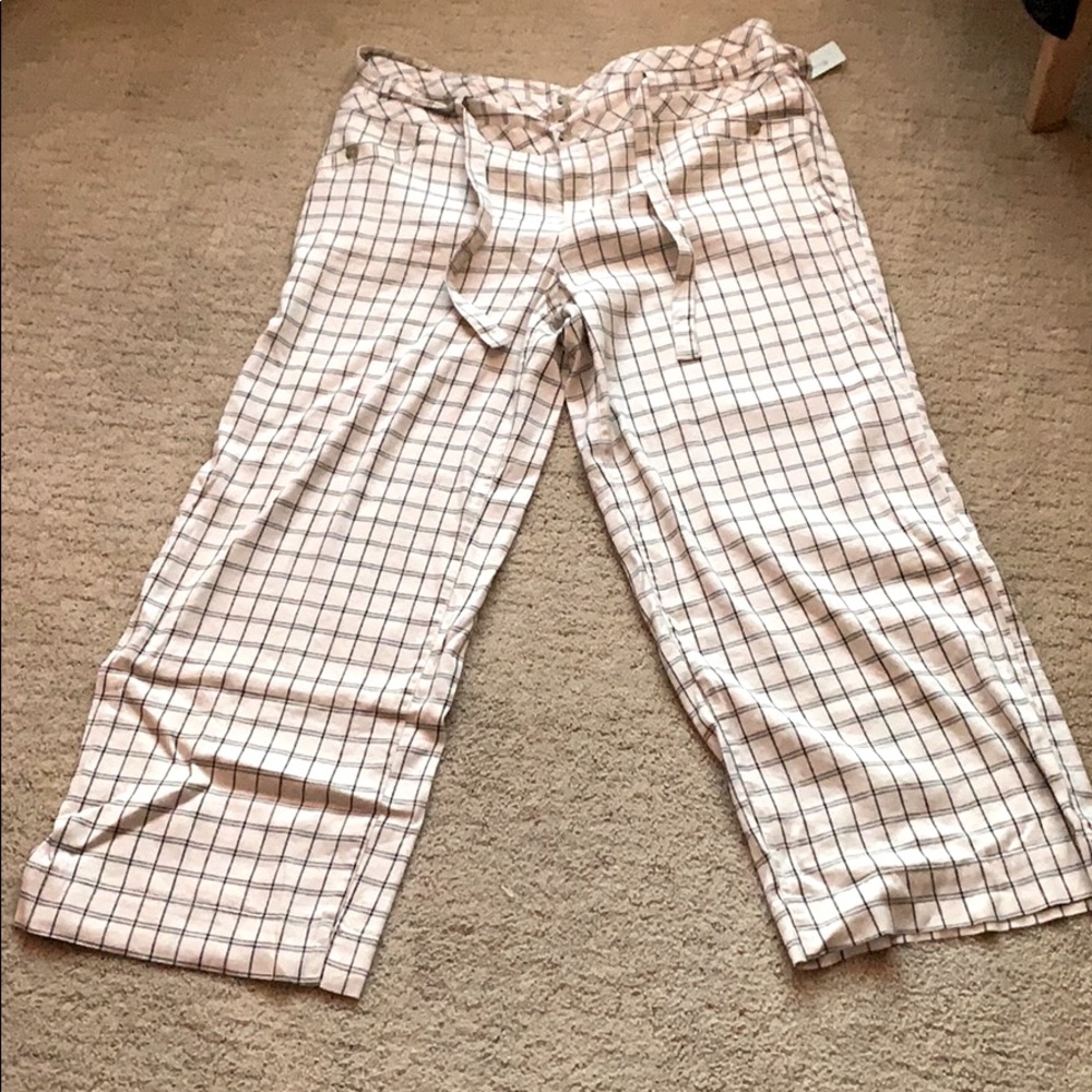 Anthropology wide leg plaid pants